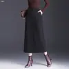 Saia Midi Evasê Feminina Personalizada de Cintura Alta Emagrecedora Outono/Inverno 2026 Nova Estampa de Letras Cintura Elástica Saia Reta Casual