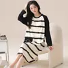 Vestido de Dormir de Manga Larga Delgado Estilo Primavera y Otoño Tallas Grandes para Mujeres Gordas Falda Larga Pijama de Verano Ropa para Casa Comercio Exterior Mayorista
