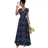 Vestido Cruzado Europeu e Americano Novo de Verão com Decote V, Estampa Floral Francesa e Ajuste na Cintura 2026