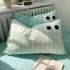 Nueva funda de almohada de un solo producto teñida en hilo - Serie de bordado de toalla con ojos grandes - Funda de almohada, bonita y cómoda
