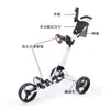 Carrito de Empuje Plegable para Bolsa de Golf, Marco de Aleación de Aluminio, Carrito de Tres Ruedas de Arrastre Manual para Campo de Golf, Carrito de Bolsa de Golf, Coche Negro, Ruedas Negras