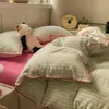 Juego de Cuatro Piezas de Algodón Lavado Sencillo Clase A Algodón Puro 2025 Nueva Funda Nórdica Ropa de Cama Juego de Cama de Tres Piezas 4