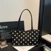 2026 Nuevo Bolso de Mano de Lino con Lunares de un Solo Hombro Bolso Boston Bolso Cruzado para el Trabajo Bolso Almohada Bolso Baguette de Lona para Mujer