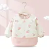 Babeiro Impermeável Novo para Bebê Jardim de Infância Comer Manga Longa Roupa Protetora Infantil Fina Anti-Manchas Vestimenta Reversa Bolso de Arroz para Bebê