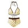Café com Leite de Frutas Menina Sexy Estrela Céu Estrelado Listrado Afina a Cintura Estilo Férias Conjunto Biquíni Roupa de Banho para Mulheres