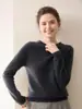 Suave y delicado~26 Otoño/Invierno Suéter Simple de Cachemira para Mujer Cuello Redondo para Viajar Manga Larga Tejido de Punto Color Sólido Versátil Capa Base