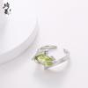 Anillo de Cobre Verde Manzana Ojo de Caballo 7x9 Microincrustado Estilo Coreano Anillo Abierto Ajustable de Lujo Ligero de Gama Alta para Mujer