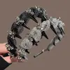 Diadema de malla de lunares de alta gama para mujer, estilo blogger, elegante, con dientes, diadema antideslizante, para frente amplia, sujetador de pelo