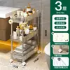 Carrinho Pequeno Rack de Armazenamento Cozinha de Chão Móvel Quarto Rack de Armazenamento Multi-Camadas Armazenamento de Lanches Banheiro Armazenamento Guarda-Roupa