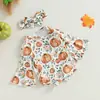 Traje de escalada de una pieza triangular de manga larga para bebé niña con diseño de calabaza trompeta Halloween para bebés niñas