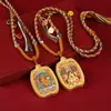 Pilar de Dragão Thangka Frente e Verso Semi-Pintado à Mão Pintado a Ouro Formato de Maçã Cinco Deuses Oito Deuses Guardiões Pingente de Colar Thangka