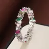 Anillo de Forma de Hoja con Diamantes Completos de Venta Caliente Transfronteriza El Más Vendido en Amazon Anillo con Diamantes Ovales Montados en Pavé Ventas Directas de Fábrica