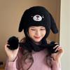 Gorro de oso bonito de otoño e invierno para mujer, de felpa, nuevo gorro de punto coreano, cálido y combinable con protección para los oídos, forrado con vellón grueso de moda.