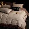 Juego de ropa de cama de cuatro piezas de jacquard cepillado de algodón de fibra larga, 60 hilos, Clase A, con sensación de alta gama, que incluye funda de edredón, sábana bajera y sábana encimera