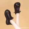 Zapatos de plataforma de una sola capa con boca profunda para mujer, mocasines cómodos de primavera 2025, zapatos de moda con parche de cabeza redonda y letras, zapatos de mujer europeos y americanos.