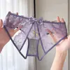 Bragas sexy y seductoras para mujer con encaje de mariposa en forma de campana, alta elasticidad, diseño de entrepierna abierta, sin costuras y estilo triángulo de cintura alta