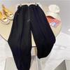 Calça casual feminina de material toalha cinza com pernas justas, forrada com lã para outono e inverno, calça de moletom grossa, cintura alta, emagrecedora, arroz glutinoso, perna larga