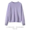 Suéter de cachemira 100% para mujer, cuello redondo, pelo largo cepillado, estilo holgado y perezoso, tejido de punto, jersey de otoño invierno, top suave y pegajoso