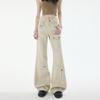 Jeans Flare Laranja Infantil # Design Pesado Estilo Americano para Mulheres, Corte Justo, Elegante, Moderno, Calças Versáteis de Comprimento Total.