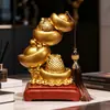 Adorno de Sapo Dorado para Atraer Riqueza y Tesoro, Decoración para Sala de Estar de Casa y Oficina, Bueno para la Acumulación de Riqueza y la Fortuna, Artesanía para Inauguración de Casa