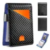 Porta-Cartões Masculino Padrão Fibra de Carbono Couro Comércio Exterior, Multifuncional Antifurto, Leve 80% de Desconto Estilo Curto Clipe para Notas de Dólar Carteira Masculina