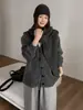 Suéter Holgado de Lana Mezclada con Cuello en V, Casual y Elegante, Cardigan 2025, Otoño e Invierno, Nuevo, Abotonado, Ropa Exterior Gruesa 25940