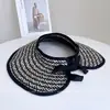 Chapéu de Sol de Palha de Aba Larga para Mulheres, Moda para Férias de Verão e Trajeto, Chapéu Aberto Versátil Casual para Exterior, Chapéu de Palha Tendência