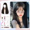 Peruca Transfronteiriça para Mulheres com Cabelo Longo, Cabelo Longo Liso Dourado, Rosto Redondo Lolita Natural Capacete Completo Jk Peruca Natural