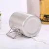 Copo de Cerveja de Aço Inoxidável 304 de Camada Dupla com Alça Dobrável para Uso Externo Copo de Água Isolado Natural 500ml