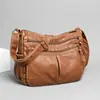 Bolso de hombro retro de moda de gran capacidad en piel sintética, bolso ligero versátil de cuero lavado de moda para mamá, bolso cruzado casual para mujer