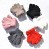 Guantes Calientes de Punto para Niños de 4 a 11 Años, Material de Media Felpa para Estudiantes de Primaria, Guantes sin Dedos de Medio Dedo