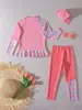 Traje de Banho Infantil Estilo Novo 2026 para Meninas, Estampa de Desenho Animado da Moda, Manga Longa, Calça Longa, Roupa de Banho Conservadora de Duas Peças para Meninas e Crianças Pequenas