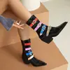 Botas de Mujer de Talla Grande Transfronterizas Europeas y Americanas 35-46, Botines de Tacón Alto Bajos con Punta Afilada, Charol, Cremallera Lateral, para Otoño e Invierno