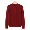 Cardigã de Tricô Gola Redonda Feminino 2026 Outono Novo Estilo Casaco Suéter Versátil Slim Fit Top