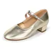 Sapatos Quadrados para Dança Adultos e Crianças Sapatos de Dança Latina Femininos Solado de Couro Sola Macia Sapatos de Dança Sola Macia Sapatos de Dança Prateados