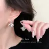 Pendientes Irregulares Tridimensionales de Hoja de Ginkgo para Mujer, Pendientes de Falda de Hoja de Loto de Nicho Super Hada, Pendientes de Botón de Perla de Lujo Ligero de Gama Alta