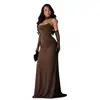 C7853 Transfronterizo 2026 nuevo vestido de tubo elegante de alta gama para mujer con cuello de volantes, cintura plisada y dobladillo de cola de pez