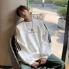 Sudadera de cuello redondo 2026 nuevo estilo fino de principios de otoño sin capucha ajuste americano holgado camiseta de manga larga con tres rayas
