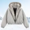 Chaqueta acolchada de algodón para invierno para hombre y mujer con forro polar, nuevo estilo 2026, versátil para adultos jóvenes, con un cuello grande de pelo, relleno de algodón sintético