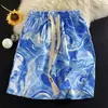 Shorts Florais Tie-Dye de Seda Gelada para Homens, Calça de Cinco Pontos Solta de Verão, Marca da Moda, Shorts de Praia Masculino para Comércio Exterior, Dropshipping