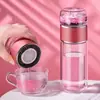 Vaso de vidrio aislado de doble capa, grueso y creativo, con separación de té y agua, transfronterizo, portátil para estudiantes y uso de oficina, vaso para té de infusión fría