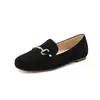 2026 Nuevos Zapatos Planos Cuadrados de Estilo Coreano para Mujer con Hebilla Metálica de Gamuza Mocasines Versátiles Zapatos Casuales