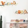 Adesivos de Galho de Árvore Desenho Animado Pássaro Pequeno Decoração de Quarto Infantil Casa Pintura Decorativa Ponta de Galho Coruja Esquilo Adesivos de Parede Divertidos