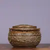 Quemador de Incienso Portátil de Cobre Puro Dragón y Fénix para Uso Doméstico, Quemador de Aromaterapia Vintage para Sala de Estar, Oficina, Estudio, Adorno de Decoración para el Hogar con Patrones Tallados