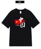 Nueva Moda Nacional China Camiseta de Manga Corta para Repostar Hombres y Mujeres Verano Hombro Caído Juventud Algodón Casual Bandera Roja Camiseta China