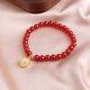 Nova pulseira estilo chinês All-match Fashion Red Onyx Duobao Pingente de flor de pêssego Pulseira de cristal National Wind Live Explosions Tiktok