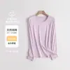 Ropa de otoño de algodón puro Clase A para mujer, estilo fino, algodón de bebé, cuello redondo, ropa interior térmica, interior cepillado, capa base, top térmico