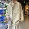 Camisa de manga larga con estampado de cara sonriente de personalidad para hombre de otoño, camisa delgada holgada estilo Hong Kong ins japonesa para hombre