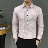 Comercio exterior al por mayor nueva camisa de manga larga para hombre talla grande coreana delgada a rayas camisa casual de negocios hombre