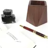 Portalápices de Nogal Negro para Estudiante Caja de Almacenamiento de Papelería para Escritorio Simple Portalápices de Madera para Escritorio de Oficina Portalápices Multiángulo